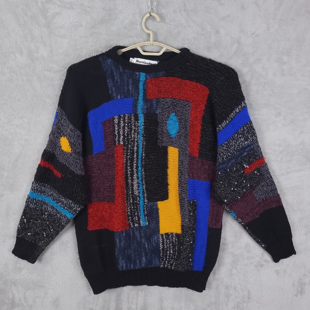 Marienbad Sweater M Men Vintage Wool Blend  90s Geometric Knit  Y2K Hip Hop*